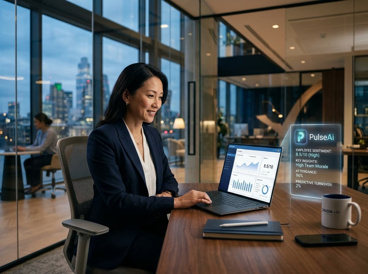 Executive HR professional using Pulsecentra with intelligent PulseAi assistant